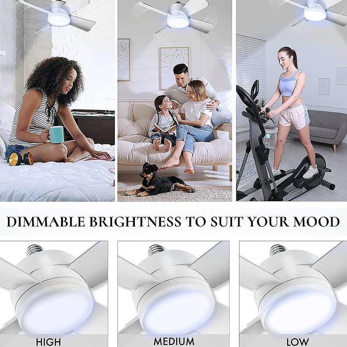 Original Cool LED Socket Fan Light โ Ceiling Fan Replacement, 1000 Lumens/5000K, Remote Controlled (Remote Battery Not Included)