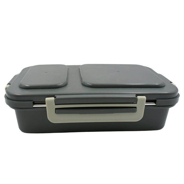 Miracle Quick Lock Leak Proof 2 Compartment Stainless Steel LUNCH BOX Inner Plate Reusable Microwave Freezer Safe Lunch Box Trendy Thermal Insulation Leak Proof for Office Vacuum Tiffin Box for Boys / Girls / School / Office Women and Men