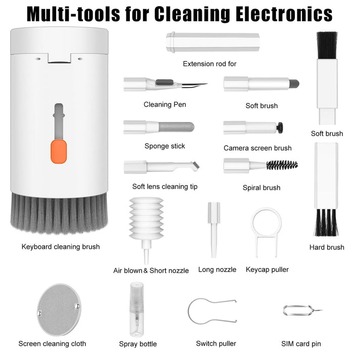 Keyboard Cleaner Kit, 20-in-1 Laptop Phone Screen Cleaning Kit, Keyboard Cleaning Kit with Electronic Cleaning Brush Spray for AirPods Pro,  iPhone Pro, Camera, Computer Cleaning