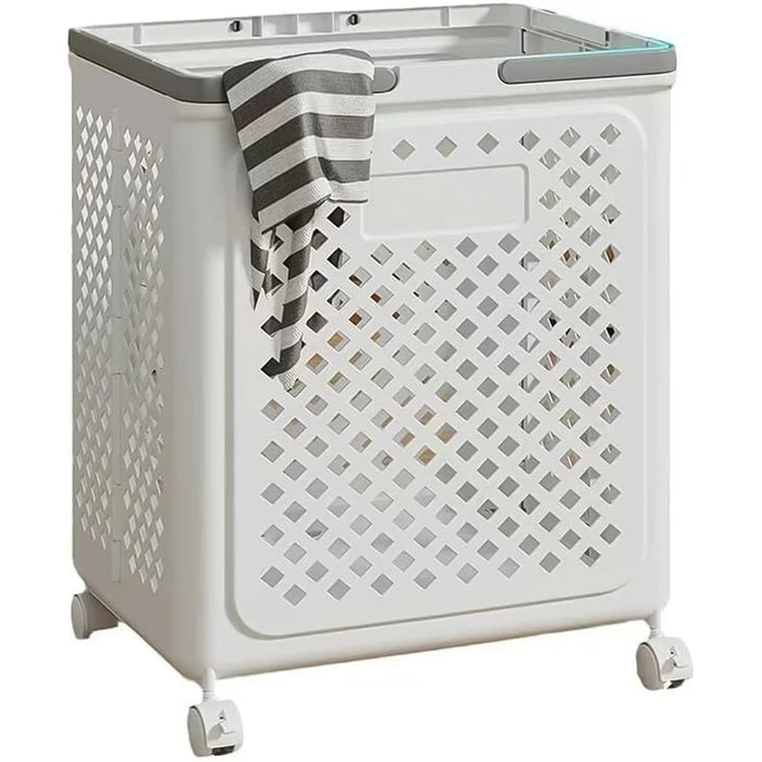 Laundry Storage Cart – Large Foldable Basket with Wheels for Easy Transport