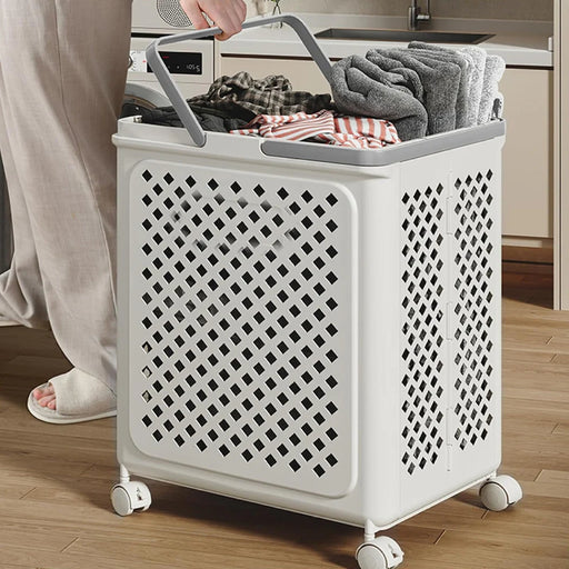 Laundry Storage Cart – Large Foldable Basket with Wheels for Easy Transport