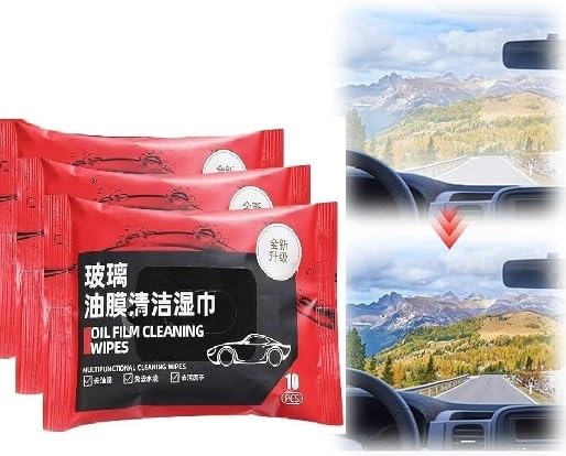 Oil Film Cleaning Wipes – PACK OF 3 (Total 30 Wipes)