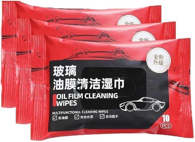 Oil Film Cleaning Wipes – PACK OF 3 (Total 30 Wipes)