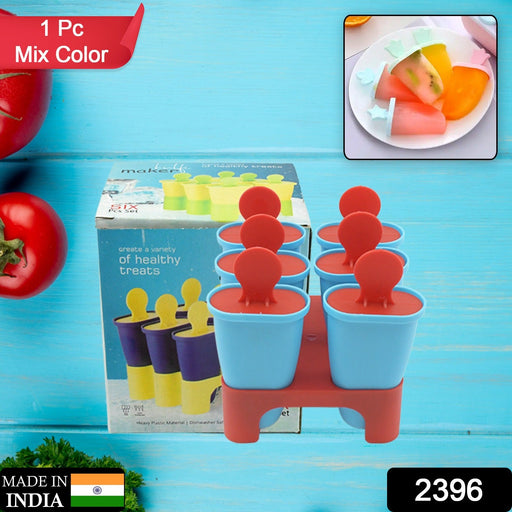Ice Candy Maker 6 pcs Set Kulfi Maker Ice Candy Mould Clear sicle Mold Homemade Ice Maker Reusable Easy Candy Chocobar Kulfi Mould Tray with Sticks