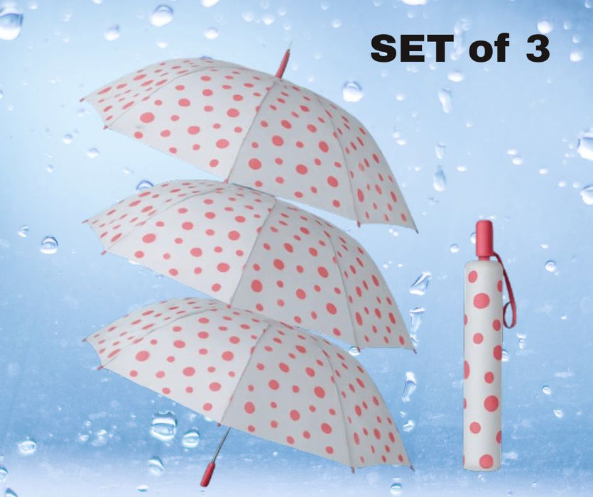 Dot Printed Umbrella for Men and Women Multicolor ( SET of 3)