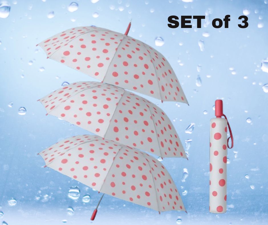 Dot Printed Umbrella for Men and Women Multicolor ( SET of 3)