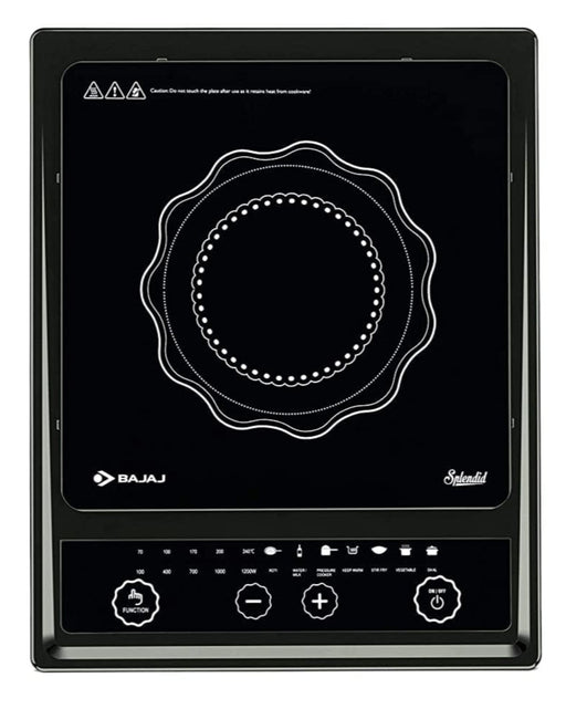 Bajaj Splendid 1200W Induction Cooktop | Toughened Glass, 7 Preset Menus, LED Display & Touch Controls