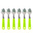 Modern 24-piece stainless steel cutlery set with stand for kitchen or dining room.