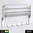 Durable stainless steel towel rack, foldable and perfect for bathrooms.