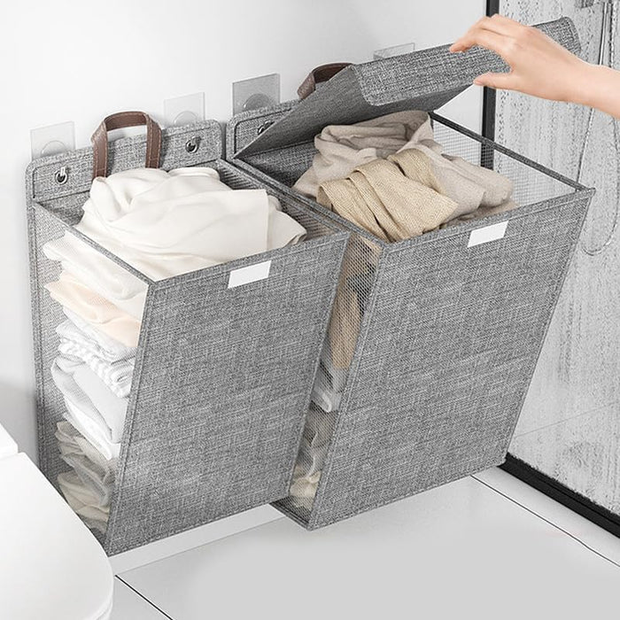 Foldable Hanging Laundry Basket with Lid – For Dirty Clothes