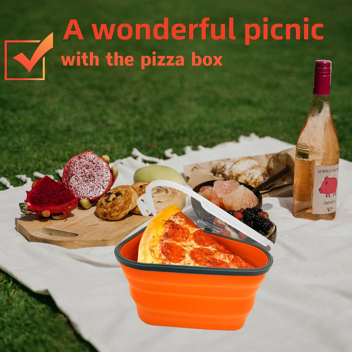 Reusable Expandable Pizza Storage Container with 5 Microwavable Trays – Adjustable for Home & Outdoor Use