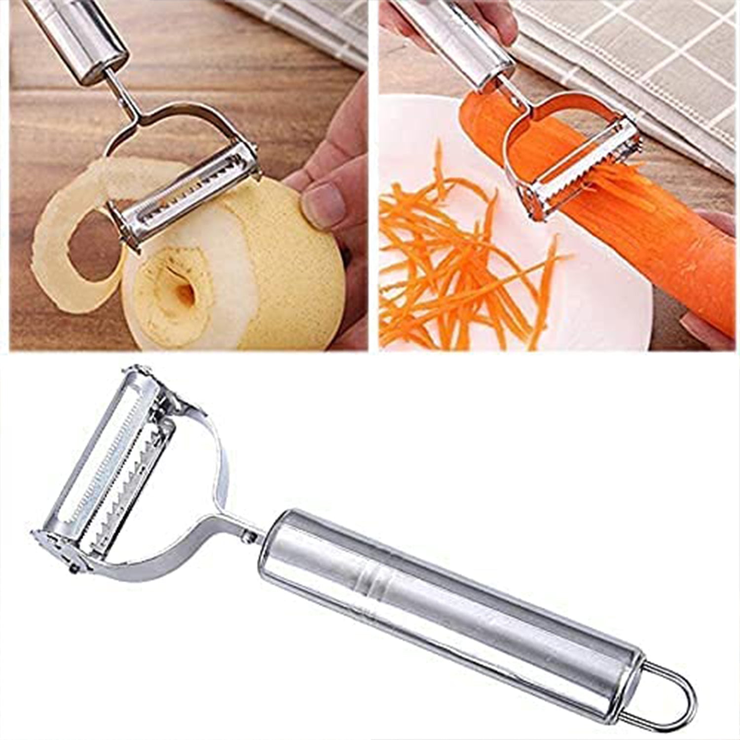 3 In 1 Stainless Steel Vegetable and Fruit Peeler Set (3 Pcs Set)