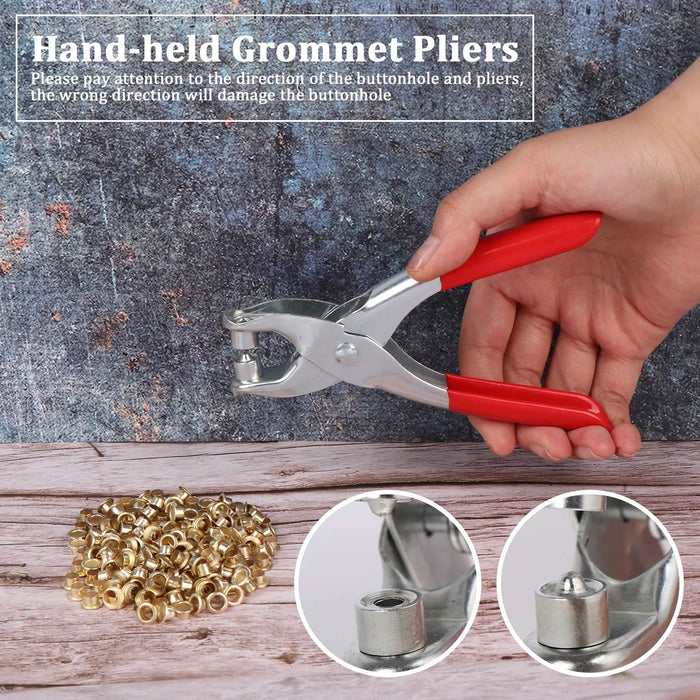 Grommet Setting Tool with 25 PCS Gold Eyelets Grommets Steel Hole Punch Setter Kit for Leather, Canvas, All Fabrics Men and Women Clothes, Shoes, Belts, Crafts