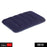 Velvet travel pillow in blue, inflatable.