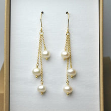 Elegant 3-Pearl Drop Earrings