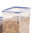 Close-up of clear food containers with leak-proof lids