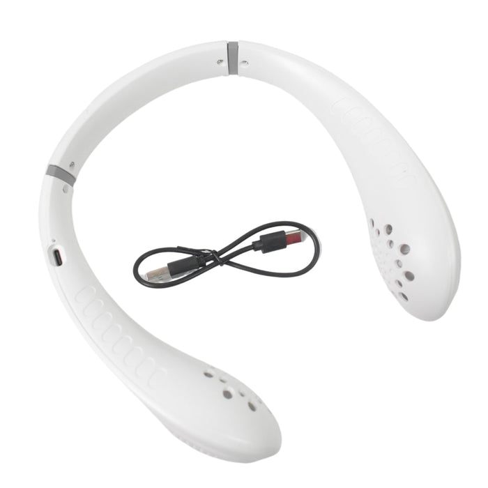 Portable USB Rechargeable Neck Fan – Wearable, 3 Speeds, Headphone Design