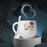 Ceramic mug with spoon, stylish design, microwave safe