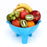 Kitchen tool for cutting and shredding vegetables with drain basket.