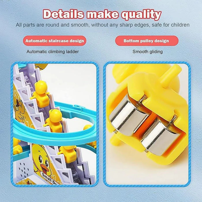 LALA Small Duck Climb Stairs Toy Roller Coaster with Flashing Lights & Music (3 Ducks)