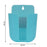 Colorful wall-mounted organizer for remotes and small household items.
