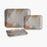 Set of three serving trays in multicolour, available in small, medium, and large sizes.