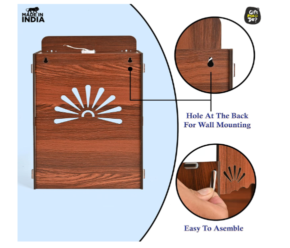Premium Wooden Pooja Mandir for Home, Office, or Shop – Wall-Mounted with Storage & Built-in LED Spotlight (DIY Installation, 39x25 inch)