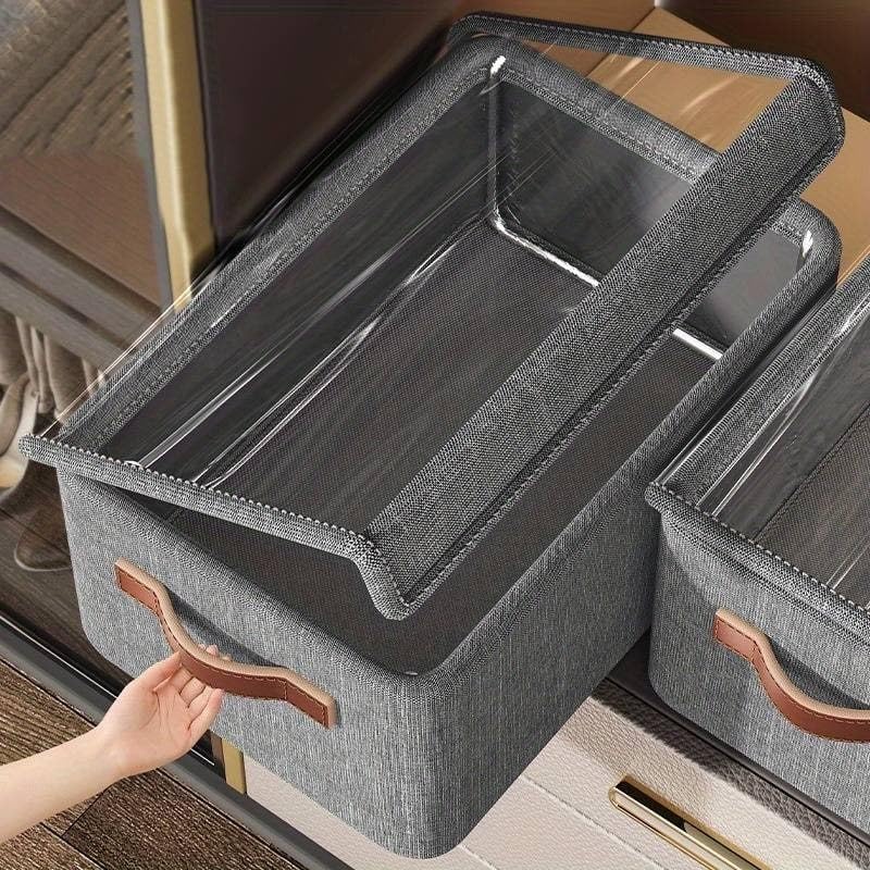 Foldable Storage Bin with Lid – Large, Clear, Stackable & Wheeled Organizer