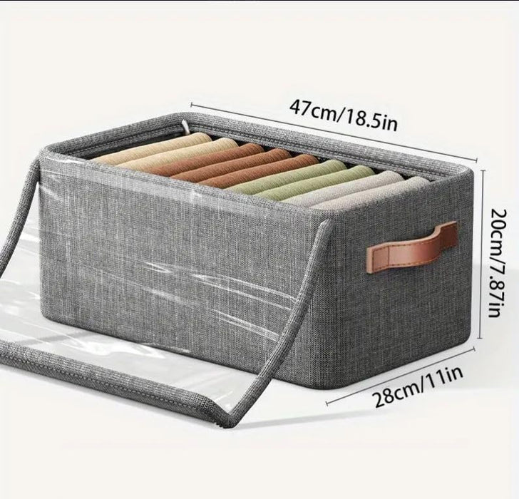 Foldable Storage Bin with Lid – Large, Clear, Stackable & Wheeled Organizer