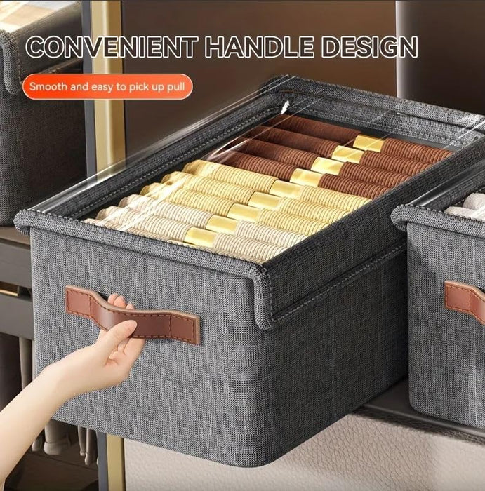 Foldable Storage Bin with Lid – Large, Clear, Stackable & Wheeled Organizer
