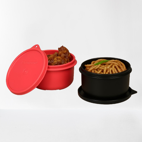 Varmora Magnum Round Container | Plastic Exterior with Stainless Steel Interior | Airtight Lid | FDA Approved