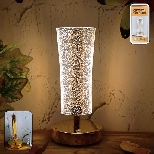 Luxury Crystal Sparkle Bedside Lamp with Golden Metal Base