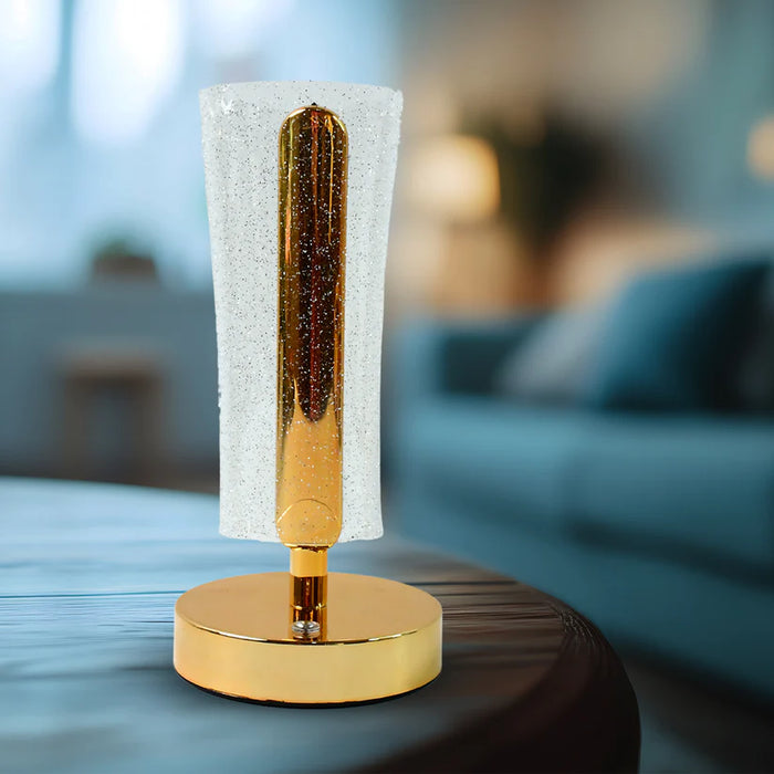 Luxury Crystal Sparkle Bedside Lamp with Golden Metal Base