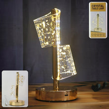 Golden Crystal LED Table Lamp with Dual Shade – Luxury Decor Accent