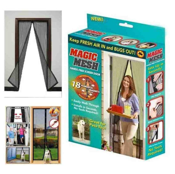 Magnetic Mesh Screen Door – Insect Protection Curtain for All Door Sizes | Durable Polyester Net with Hook & Loop Frame Closure