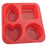 Silicone mold set with circle, square, oval, and heart shapes for soap or mini cakes.