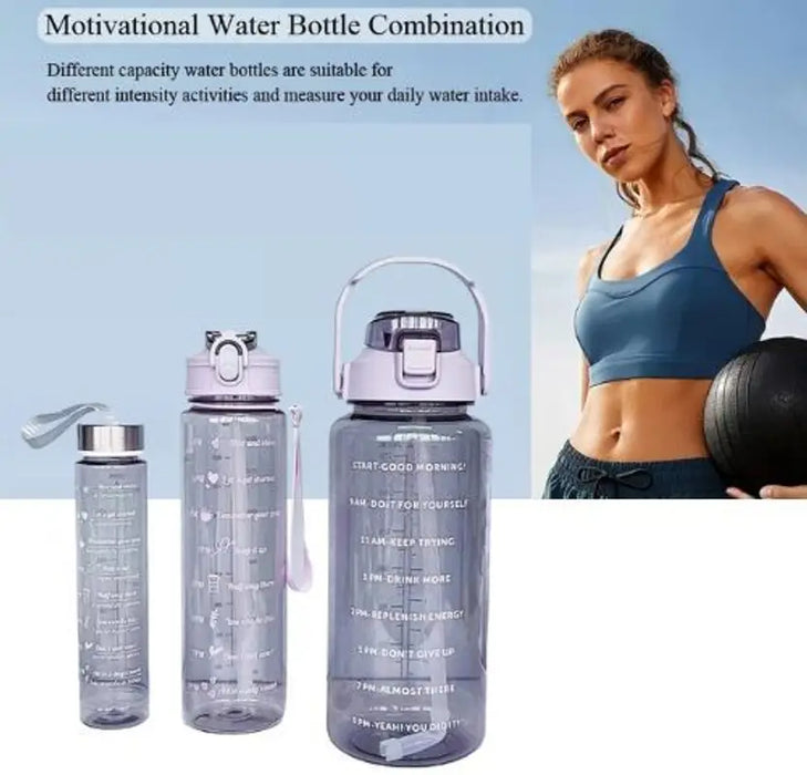Set of 3 Motivational Transparent Water Bottles