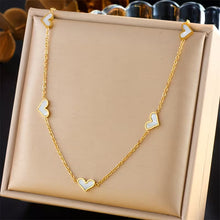 Golden Chain Black Heart & White Heart Pendant Necklaces