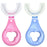 U-shaped toothbrush designed for kids, featuring a colorful and ergonomic handle.
