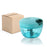 Compact vegetable chopper with stainless steel blades, shown in brown package box.