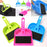 Efficient small broom and dustpan for household cleaning.