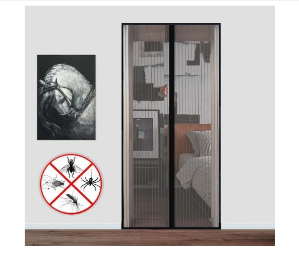 Magnetic Mesh Screen Door – Insect Protection Curtain for All Door Sizes | Durable Polyester Net with Hook & Loop Frame Closure