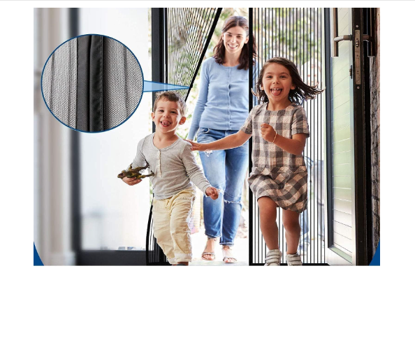 Magnetic Mesh Screen Door – Insect Protection Curtain for All Door Sizes | Durable Polyester Net with Hook & Loop Frame Closure