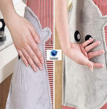 Adjustable Waterproof Cooking Apron with Front Pocket & Dual Side Coral Velvet Hand Wipe Towels (SET OF 3) – Ideal for Home Kitchen, BBQ, and Restaurant Use
