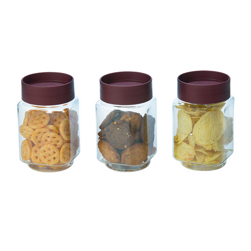 Varmora Store N Stack Square Containers | Airtight Dry Storage | Stackable Clear Canisters | Set of 3