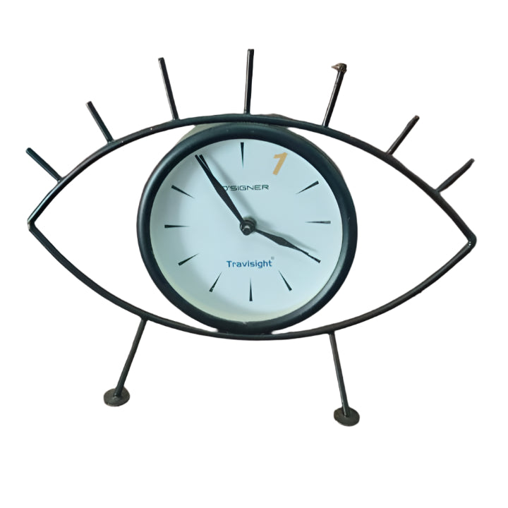 Table Clock for Home, Black, Evil Eye Theme