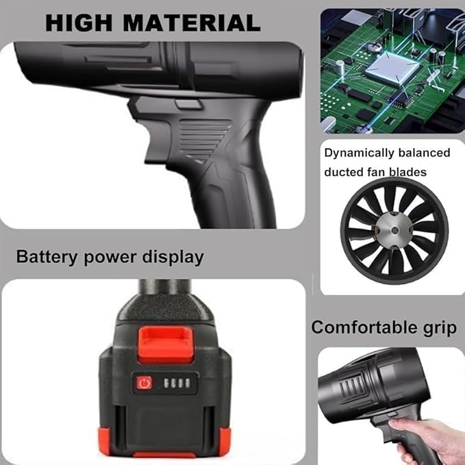 TurboGlass Cordless Car Blower | High-Power Portable Air Dryer for Car Cleaning, Camping & Outdoor Use | Handheld and Rechargeable