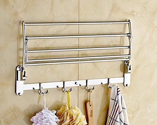 Stainless Steel Folding Towel Rack Cum Towel Bar 18 Inch
