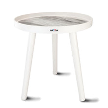 Nayasa Plastic Round Modern Side Coffee Table with an Asthetic Wooden Print