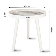 Nayasa Plastic Round Modern Side Coffee Table with an Asthetic Wooden Print